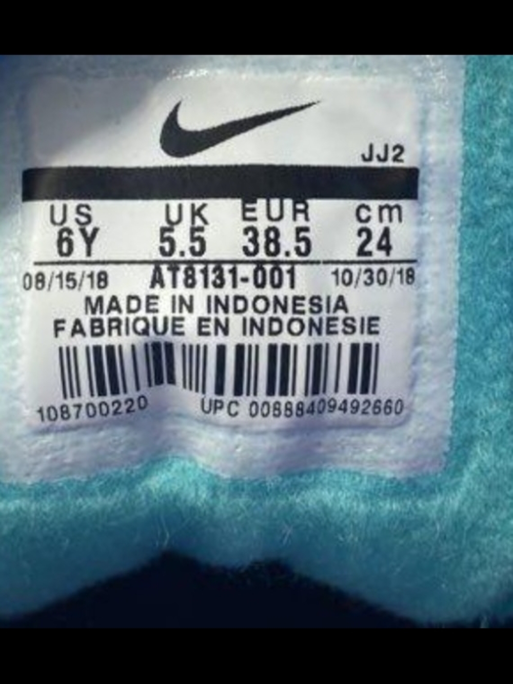 Air Max 1 GS 'Have A Nike Day' Teal Pink Black Low-Top Sneakers Size 6YLike New - Picture 11 of 11
